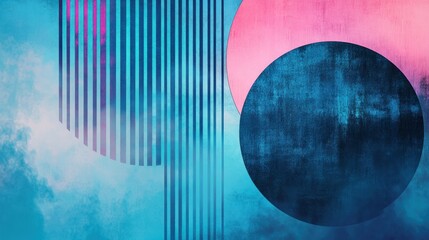 Poster - Abstract design featuring colorful shapes and lines in a gradient background.