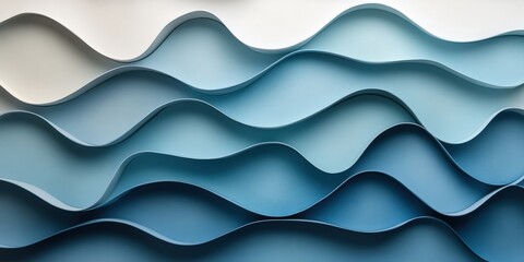 Poster - abstract blue waves in modern design