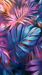 Poster - A colorful image of a tropical forest with a variety of different colored leaves