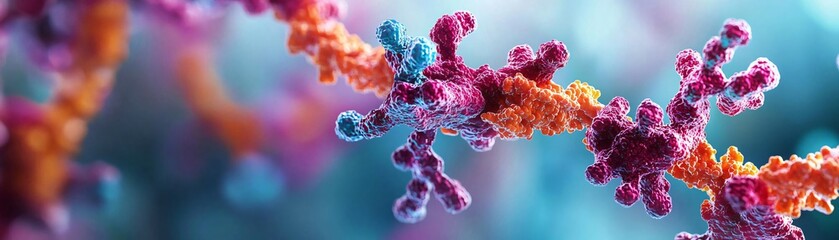 Poster - Vibrant abstract representation of molecular structures in vivid colors, showcasing intricate details and organic forms.