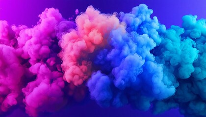 Poster - Vibrant clouds of colorful smoke create a mesmerizing abstract background in shades of pink, purple, and blue.