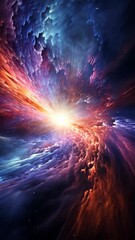 Poster - Cosmic explosion of vibrant colors in space, abstract art. Universe creation and energy concept