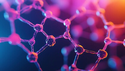 Poster - Vibrant molecular structure showcasing intricate connections and colorful effects, ideal for scientific and educational projects.