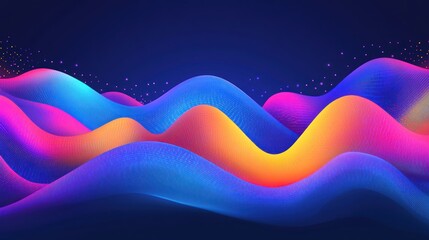 Sticker - Abstract wavy design with vibrant colors and gradients for digital backgrounds.