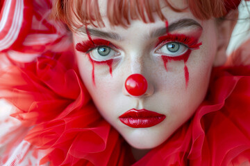 Poster - Portrait of beautiful character in halloween costume made with Generative AI