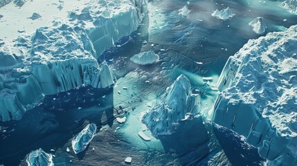 Aufkleber - A blue ocean with ice and snow on the shore