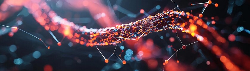 Poster - Abstract representation of a digital network with vibrant colors, showcasing interconnected nodes and flowing patterns.