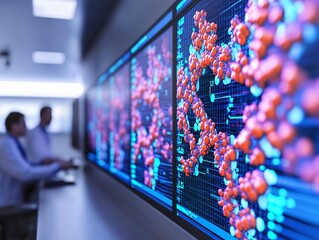 Poster - Advanced technology display featuring molecular structure and data analysis in a modern laboratory environment.