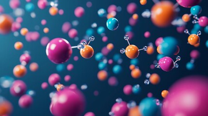 Poster - Colorful representation of molecules in a dynamic 3D space, showcasing the beauty of chemistry and molecular interactions.