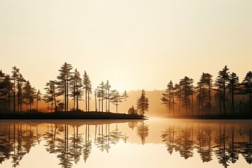 Sticker - Nature forest silhouette landscape.