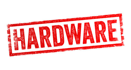 Poster - Hardware - physical components of the computer system, text concept stamp