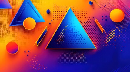 Poster - Abstract design featuring geometric shapes in vibrant colors and gradients.