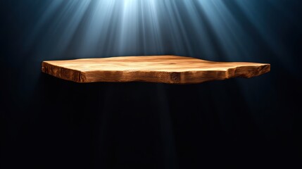 Poster - Rustic wooden slab floating in ethereal light