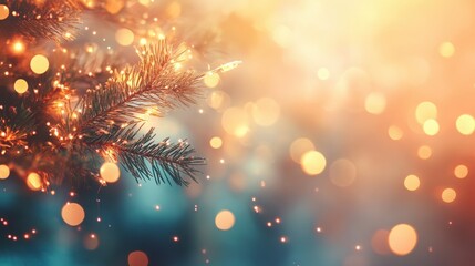 Poster - Soft bokeh light background featuring festive Christmas colors, creating a warm and enchanting holiday atmosphere