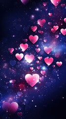 Poster - Cute hearts galaxy wallpaper petal illuminated backgrounds.