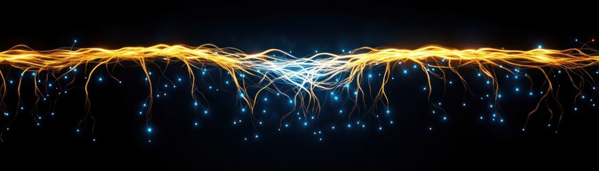 Aufkleber - Dynamic glowing lines creating an abstract light wave effect