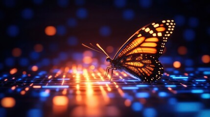 Poster - A Bright Butterfly Captivating Colors in a Digital Landscape