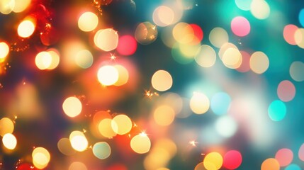 Poster - Soft-focus bokeh lights in Christmas colors, creating a warm and inviting background for holiday-themed projects