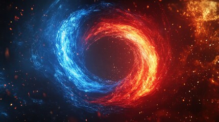 Poster - Glowing Red and Blue Flames Twirling Together