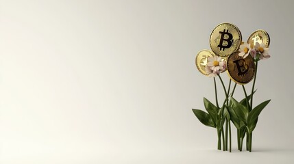 Poster - A Creative Blend of Cryptocurrency and Nature with Bitcoin Flowers