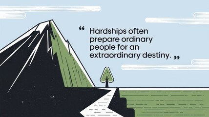 Canvas Print - Inspiring Quote with Mountain Landscape Illustration