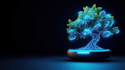 Fototapete - Digital tree representing technology and nature integration