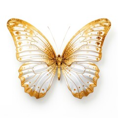 Poster - Shiny golden butterfly animal insect white background.