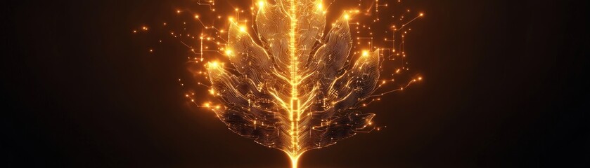 Aufkleber - Illuminated Digital Leaf Concept Combining Nature and Technology