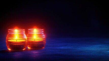 Aufkleber - Glowing candles in glass jars creating a serene atmosphere