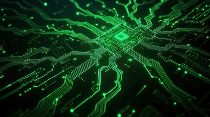 Leinwandbilder - The Intricate Design of a Green Circuit Board in Technology