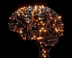 Poster - Glowing Electric Brain Circuit Symbolizing Thought and Energy Connection