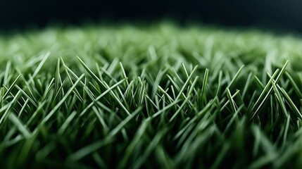 Canvas Print - Close-up view of lush green grass blades with a blurred background, showing detailed texture and vibrant colors in a natural setting.