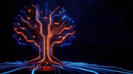 Leinwandbilder - A Futuristic Tree of Life Representing Technological Connectivity