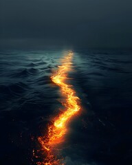 Poster - Mesmerizing Electric Wave Surging Through Darkened Ocean