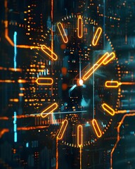 Poster - digital clock symbolizing the connection between time and electric energy concept