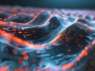 Poster - flowing digital landscape symbolizing the electricity of information and data