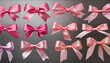 © netsay - Collection of beautifully arranged pink satin bows of various shades and sizes displayed on a grey background for decorative purposes