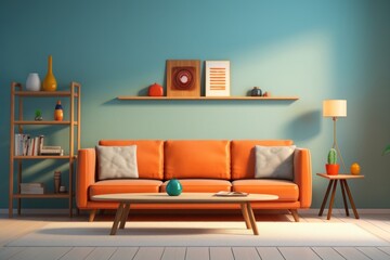 Wall Mural - Modern living room architecture furniture table.