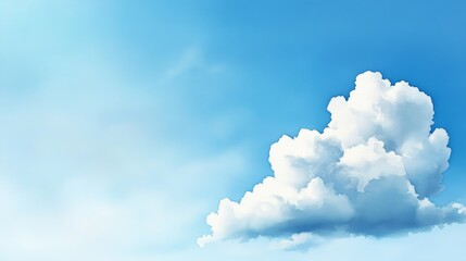 Wall Mural - A tranquil watercolor painting depicting a serene blue sky with a fluffy white cloud, symbolizing peace, hope, freedom, and nature's beauty.