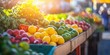 © Kamonwan - Colorful display of fresh fruits and vegetables at a vibrant market, bathed in warm sunlight, showcasing nature's bounty.