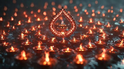 Aufkleber - A serene display of glowing lamps, symbolizing light and hope, perfect for spiritual and festive themes.