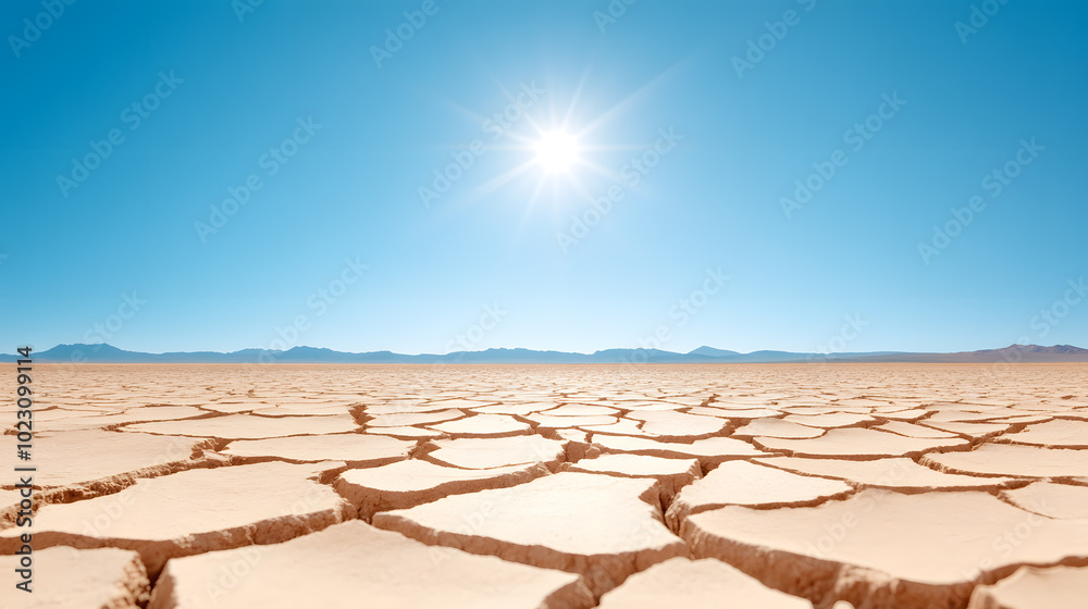 Parched earth in an arid region of the devastating effects of drought ...