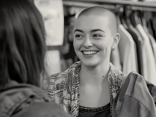 Stylish Woman with Shaved Head