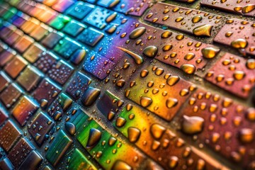 Canvas Print - rainbow colors and textures on metallic surface close-up