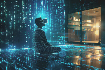 computer programming code scripts augmented reality hologram.