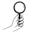 © YanaBerezh - Continuous line drawing of hand holding magnifying glass . Vector illustration isolated on white background