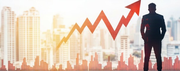 Poster - Red Arrow Plummeting on Trading Screen Background