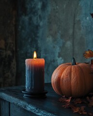 Canvas Print - Candle lit Halloween still life