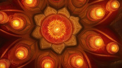 Poster - Intricate design of a ceiling light, showcasing vibrant colors and a warm ambiance that enhances any interior space.