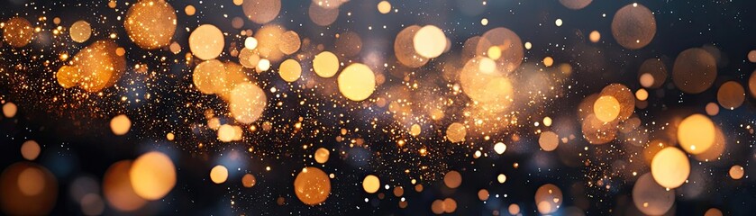 Poster - Stunning golden bokeh lights create a magical atmosphere, perfect for backgrounds or festive themes in photography and design.